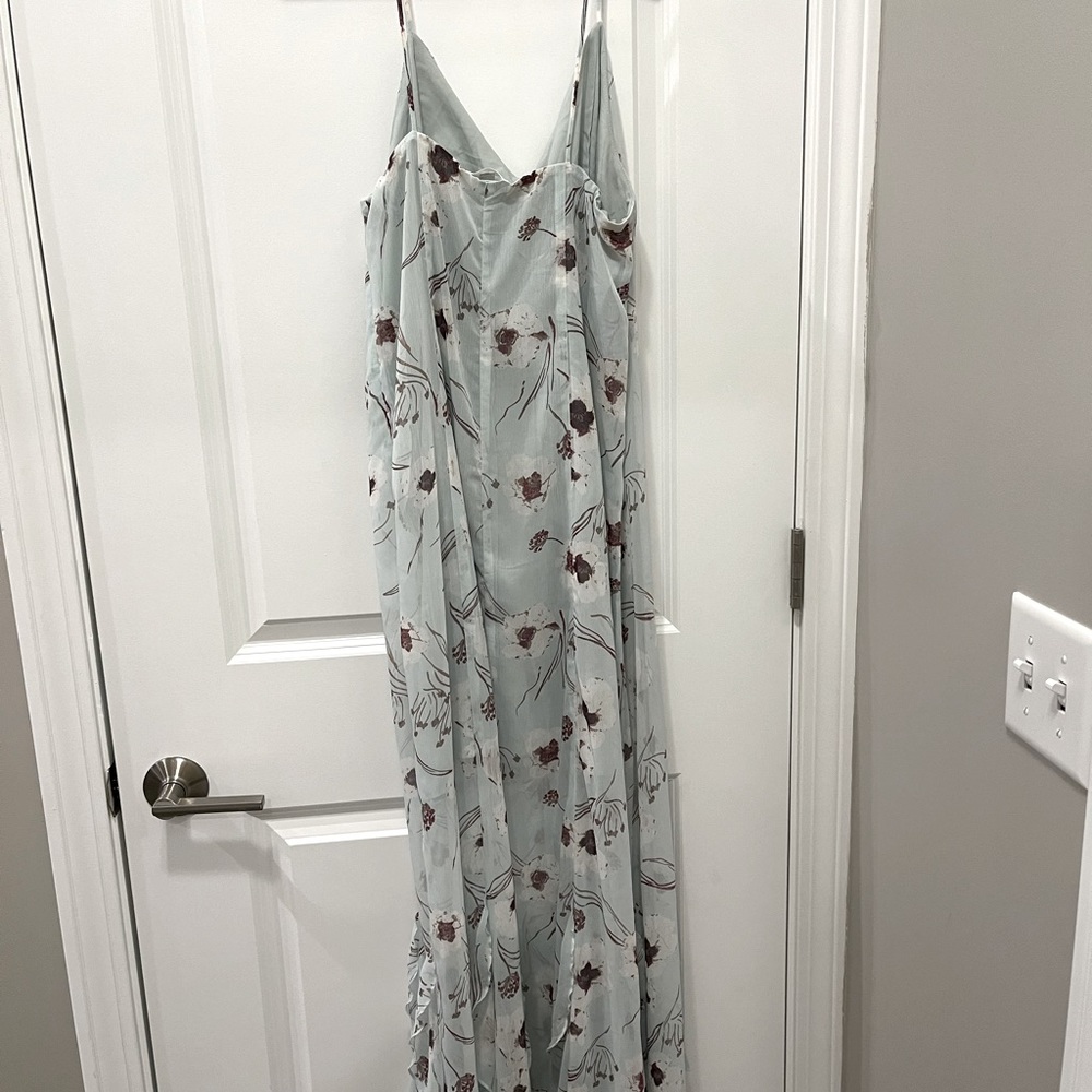Turquoise Floral Sleeveless Maxi Dress